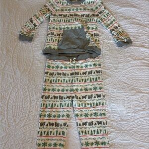 Burt's Bees Kids Pajama Set in Green, Gray, and Cream